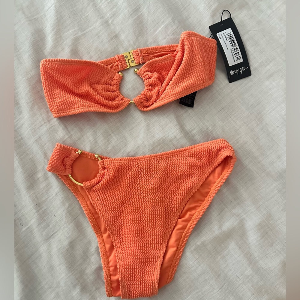 Nasty Gal Bright Orange Bikini Top and Bottom